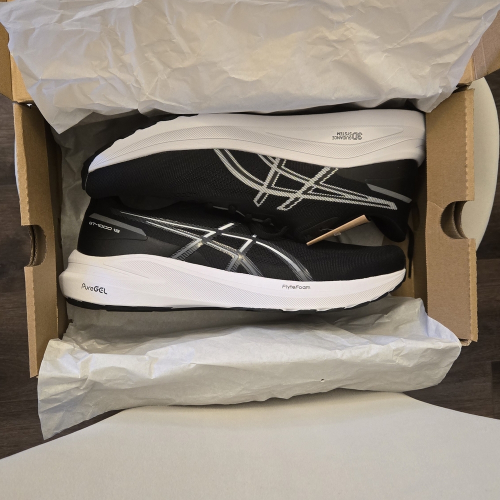 ASICS Black and White Running Shoes